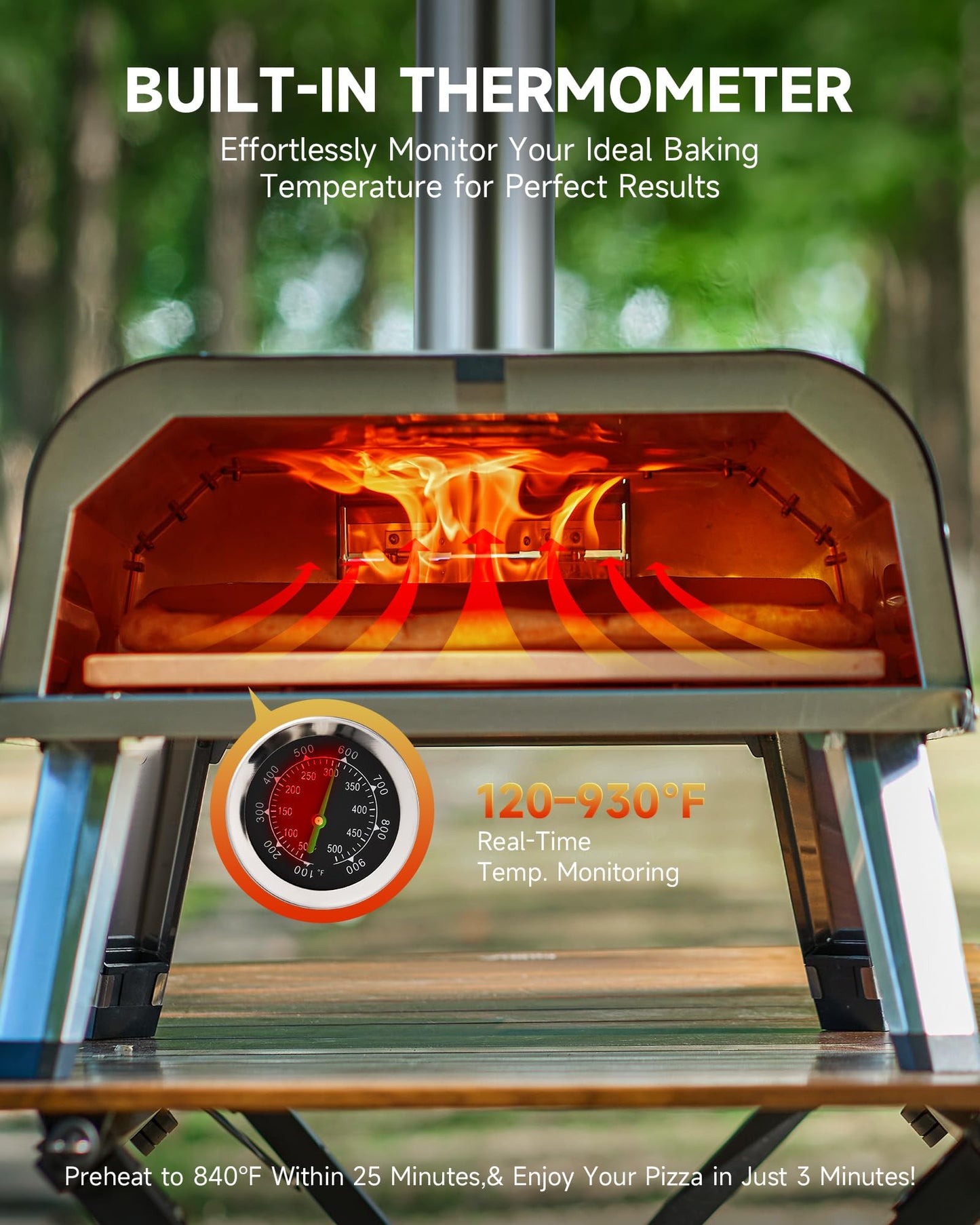 CO-Z Multi-Fuel Outdoor Pizza Oven, Propane and Wood Fired Pizza Oven with 12 Inch Pizza Stone, Gas Burner & Thermometer, Dual Fuel Stainless Steel Pizza Maker for Camping Backyard Party