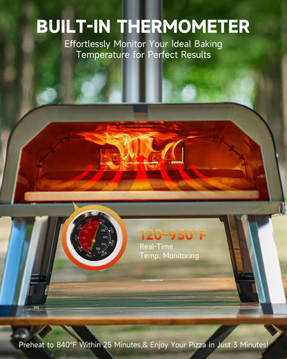 CO-Z Multi-Fuel Outdoor Pizza Oven, Propane and Wood Fired Pizza Oven with 12 Inch Pizza Stone, Gas Burner & Thermometer, Dual Fuel Stainless Steel Pizza Maker for Camping Backyard Party