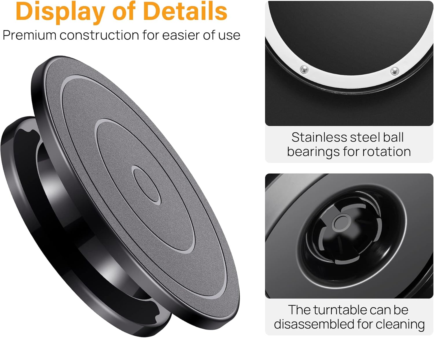 Kootek 11 Inch Rotate Turntable Sculpting Wheel Revolving Cake Turntable Black Painting Turn Table Lightweight Stand for Paint Spraying Spinner, Cake Decorating, Displaying Item