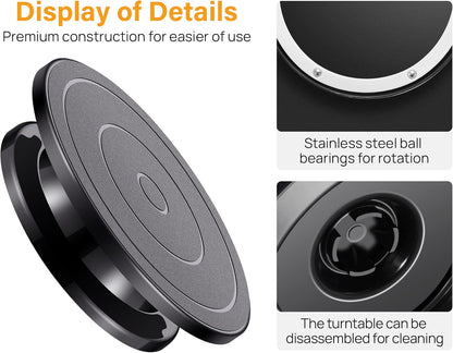 Kootek 11 Inch Rotate Turntable Sculpting Wheel Revolving Cake Turntable Black Painting Turn Table Lightweight Stand for Paint Spraying Spinner, Cake Decorating, Displaying Item