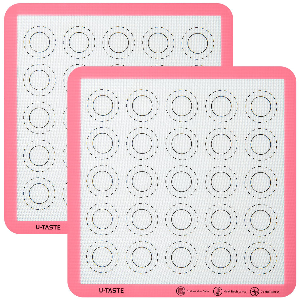 U-Taste 446ºF Heat Resistant Macaron Silicone Baking Mat, Non Stick Reusable Cookies Pastry Sheet Liner with Edge Enhancement Circle Measurement (Half/Jelly Roll/Quarter Sheets Size, Aqua Sky)
