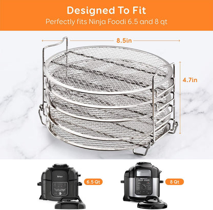 Goldlion Dehydrator Rack Stainless Steel Stand Accessories Compatible with Ninja Foodi Pressure Cooker and Air Fryer 6.5 and 8 Quart, Instant Pot Air Fryer 8 Qt