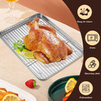 Baking Sheet with Racks Set [2 Sheets + 2 Racks], Stainless Steel Baking Sheets with Cooling Racks, Nonstick Pan, Warp Proof & Rust Proof & Easy to Clean, Size 12 X 10 X 1 Inch