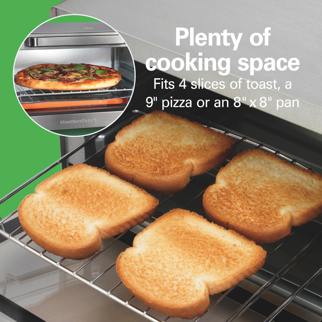 Hamilton Beach Sure-Crisp Toaster Oven Air Fryer Combo, pasuje do pizzy 9”, pojemność 4 kromek, mocny obieg, automatyczne wyłączanie, stal nierdzewna (31403)
