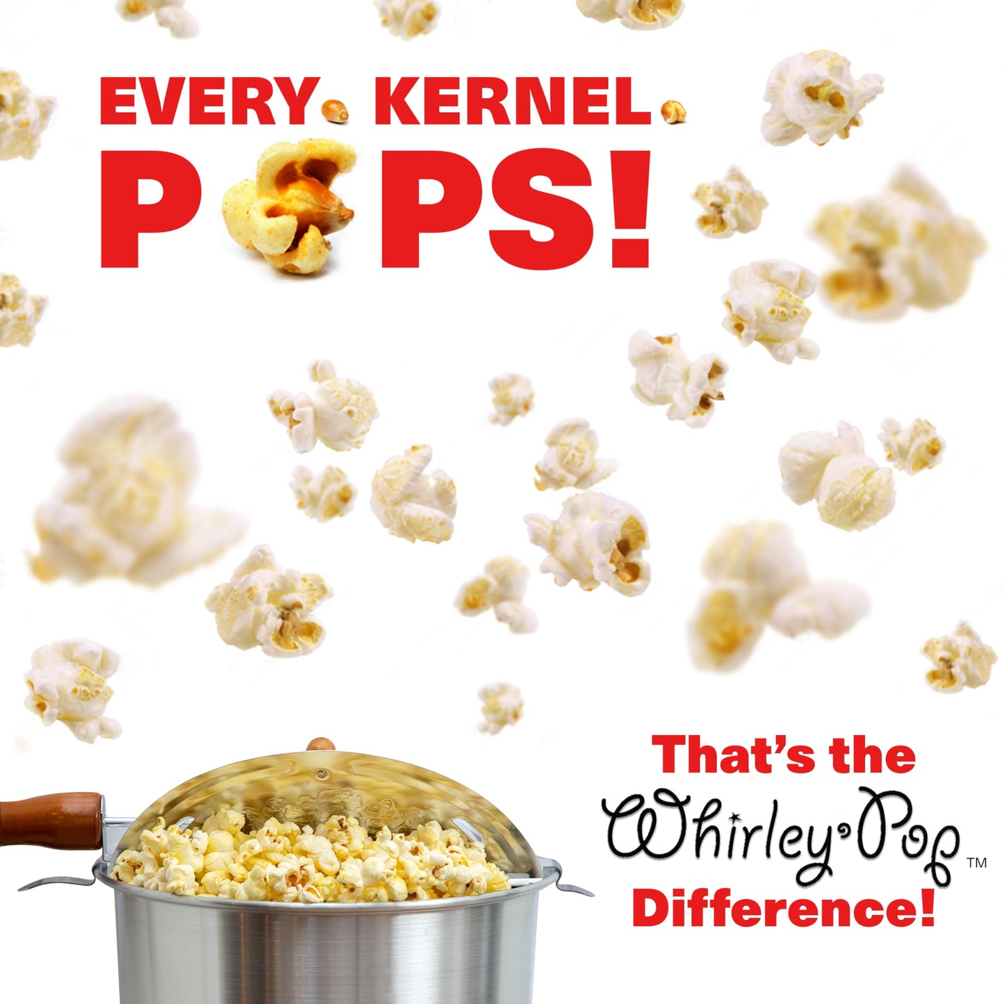 Wabash Popcorn Popper with Kernels - Silver, Metal Gear Popcorn Maker, Fast, & Easy-to-Use Popcorn Machine for Popcorn Lovers, 6-Quarts