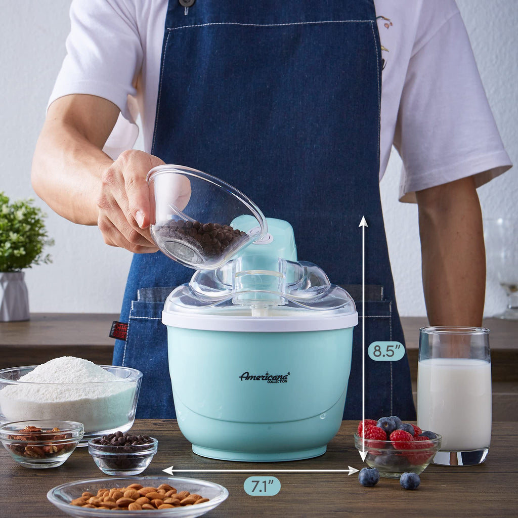 Maxi-Matic EIM-520 Automatic Easy, Homemade Electric Maker, Ingredient Chute, On/Off Switch, No Salt Needed, Creamy Ice Cream, Gelato, Frozen Yogurt, or Sorbet, 1 Quart, Blue