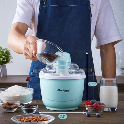 Maxi-Matic EIM-520 Automatic Easy, Homemade Electric Maker, Ingredient Chute, On/Off Switch, No Salt Needed, Creamy Ice Cream, Gelato, Frozen Yogurt, or Sorbet, 1 Quart, Blue