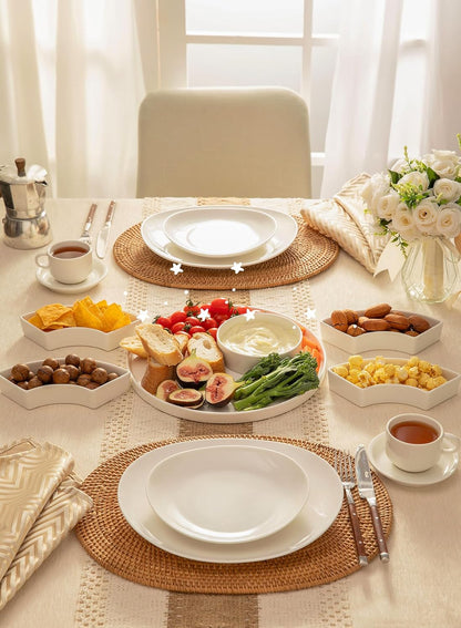 Sweese Porcelain Divided Serving Dishes, Relish Tray, Serving Bowls for Parties - Perfect for Chips and Dip, Veggies, Candy and Snacks, White