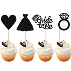 24 PCS Bride to Be Cupcake Toppers with Heart Ring Dress Bridal Shower Cupcake Picks Wedding Engagement Bachelorette Party Cake Decorations Supplies
