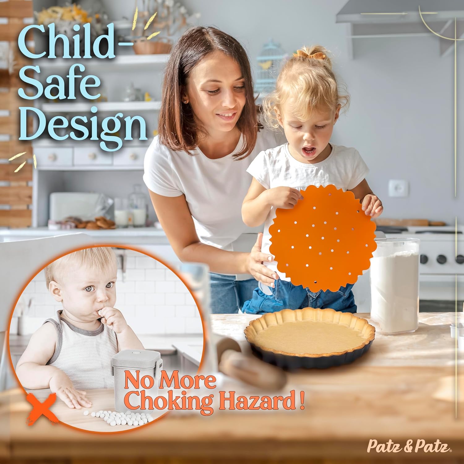 PressPerfect Silicone Pie Weight - Patented Blind Baking Insert for TartArt 9 Inch Tart Pan - Alternative to Ceramic Pie Weights for Baking Crust - No Puff Ups or Cracked Crusts