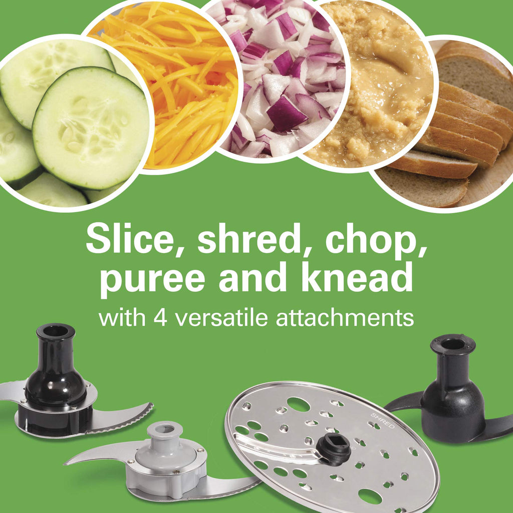 Hamilton Beach Stack & Snap Food Processor and Vegetable Chopper, BPA Free, Stainless Steel Blades, 14 Cup + 4-Cup Mini Bowls, 3-Speed 500 Watt Motor, Black (70585)