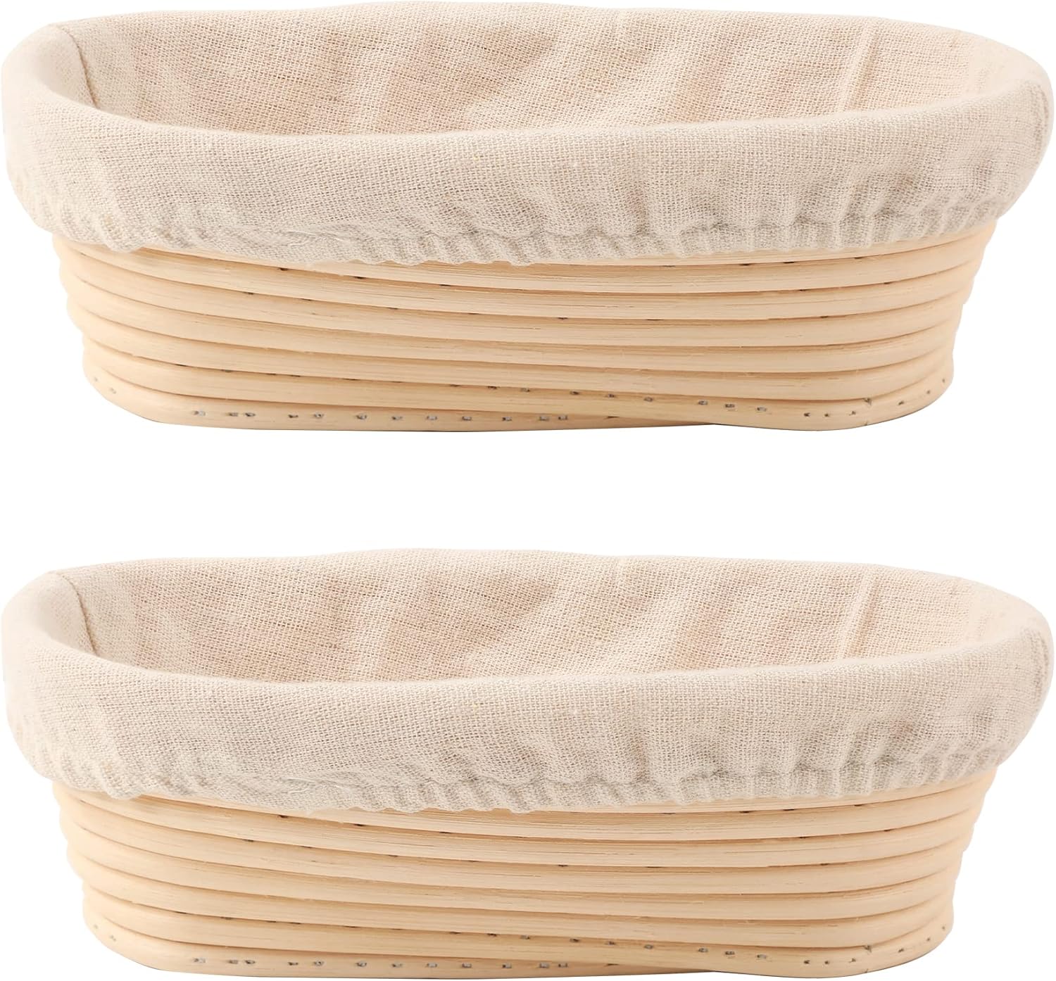 Bread Proofing Baskets Set of 2 10 inch Oval Shaped Dough Proofing Bowls w/Liners Perfect for Professional & Home Sourdough Bread Baking