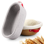 Banneton Bread Proofing Basket Banneton Basket Set Sourdough Proofing Basket Round Proofing Bowls Handmade Rattan Baskets and Liners (Round 9 inch set of 2)