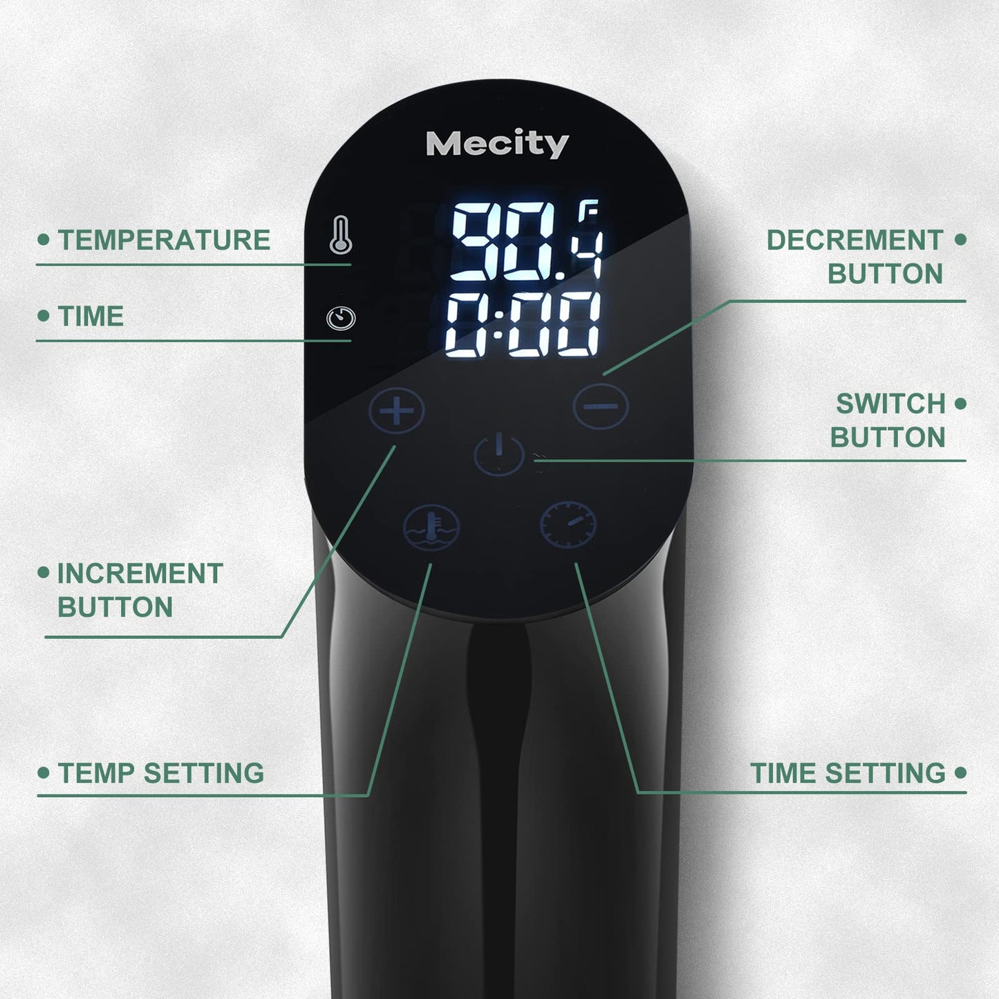 Mecity Sous Vide Precision Cooker Machine 1100W Water Bath Cooking Steak Vegetable Meat Fish 0.5 Degrees Accuracy Immersion Circulator with Recipes