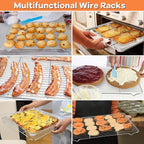 P&P CHEF Baking Rack Cooking Rack Set of 2-16.6''x11.5", Stainless Steel Wire Cooling Drying Roasting Rack, Fits Half Sheet Cookie Pans, Commercial Quality, Oven & Dishwasher Safe