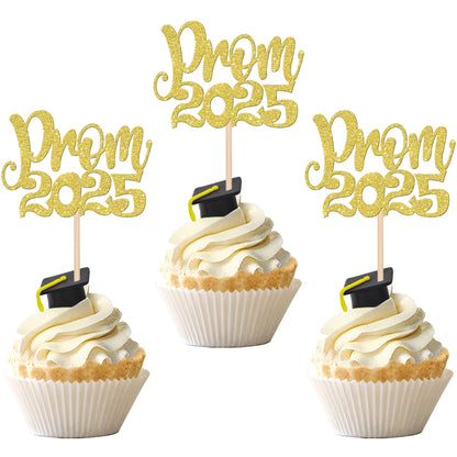 24 PCS 2025 Graduation Cupcake Toppers Glitter Diploma Congrats Grad Cap Cupcake Picks Class of 2025 Cake Decorations for 2025 Graduation Theme Party Supplies Pink