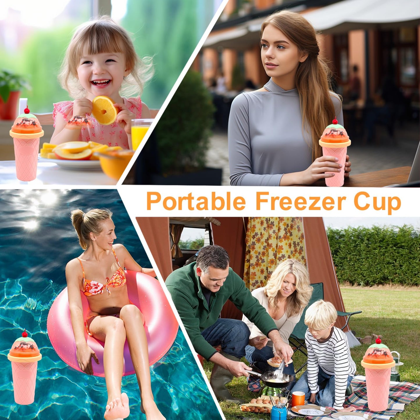 Slushie Maker - DIY Magic Quick Frozen Smoothies Cup for Homemade Milk Shake Ice Cream Maker, Portable Cooling Cup, Double Layer Squeeze Slushy Maker, Birthday Gifts for Kids, Friends, Family