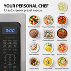 Toshiba Air Fryer Combo 4 w 1 kuchenka mikrofalowa do zabudowy, inteligentny czujnik, konwekcja, funkcja wyciszenia, pamięć położenia, talerz obrotowy 13,6 cala, 1,5 stopy sześciennej, 1000 W, czarny, ML-EC42P(BS)