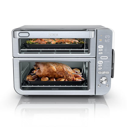 Ninja Countertop Oven Double Stack XL & Air Fryer with Pro Cook System, 12-in-1, Flexdoor, FlavorSeal, SMART FINISH with DualZone Technology, Air Fryer, Bake, Broil, Reheat, Stainless Steel, DCT651