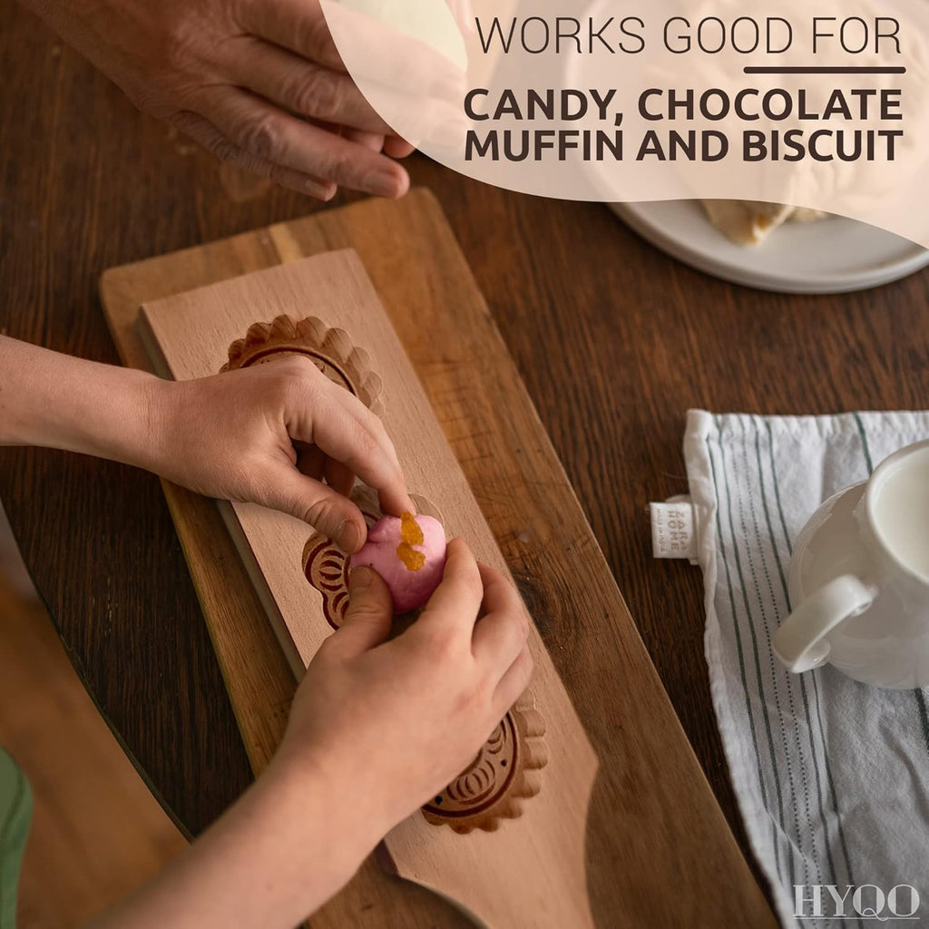 Wooden Cookie Molds for Baking - Moon Cake Molder Cookie Stamps Chinese Mooncake Mold - 3 Wooden Flowers Cookie Stamp Baking Moon Cake Mold for Muffin, Chocolate Mold Pie Stamps Dough Butter