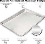Ultra Cuisine Quarter Sheet Pan with Wire Rack Set - Includes Premium Aluminum Baking Sheet with 100% Stainless Steel Baking Rack, Dishwasher Safe Cookie Cooling Racks with 1/4 Pan Commercial Quality