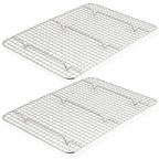 TeamFar Mini Cooling Rack Set of 2, Stainless Steel 8.75’’ x 6.25’’ Toaster Oven Grid Rack for Baking Roasting Broiling Grilling, Bakeable Rack for Cookies, Non-Toxic & Heavy Duty, Dishwasher Safe