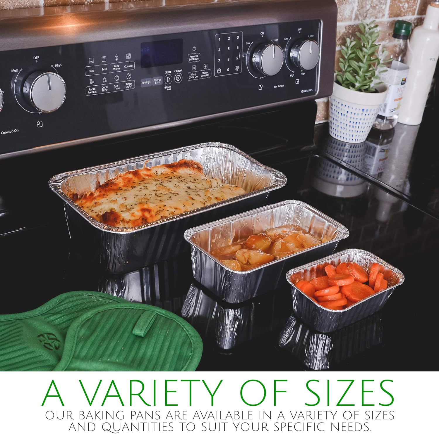 PLASTICPRO [1 Lb 10 Pack Disposable Loaf Pans Aluminum Tin Foil Meal Prep Bakeware - Cookware Perfect for Baking Cakes, Bread, Meatloaf, Lasagna 1 Pound 6'' X 3.75'' X 2''