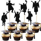 24 PCS 2025 Graduation Cupcake Toppers Glitter Diploma Congrats Grad Cap Cupcake Picks Class of 2025 Cake Decorations for 2025 Graduation Theme Party Supplies Pink