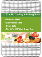 Spring Chef 10" x 15" Stainless Steel Cooling Racks for Baking - Oven Safe - Cookie Racks for Cooling Cookies - Fits Jelly Roll Pan - Perfect for Grilling, Roasting, Cooking, Drying - Set of 2