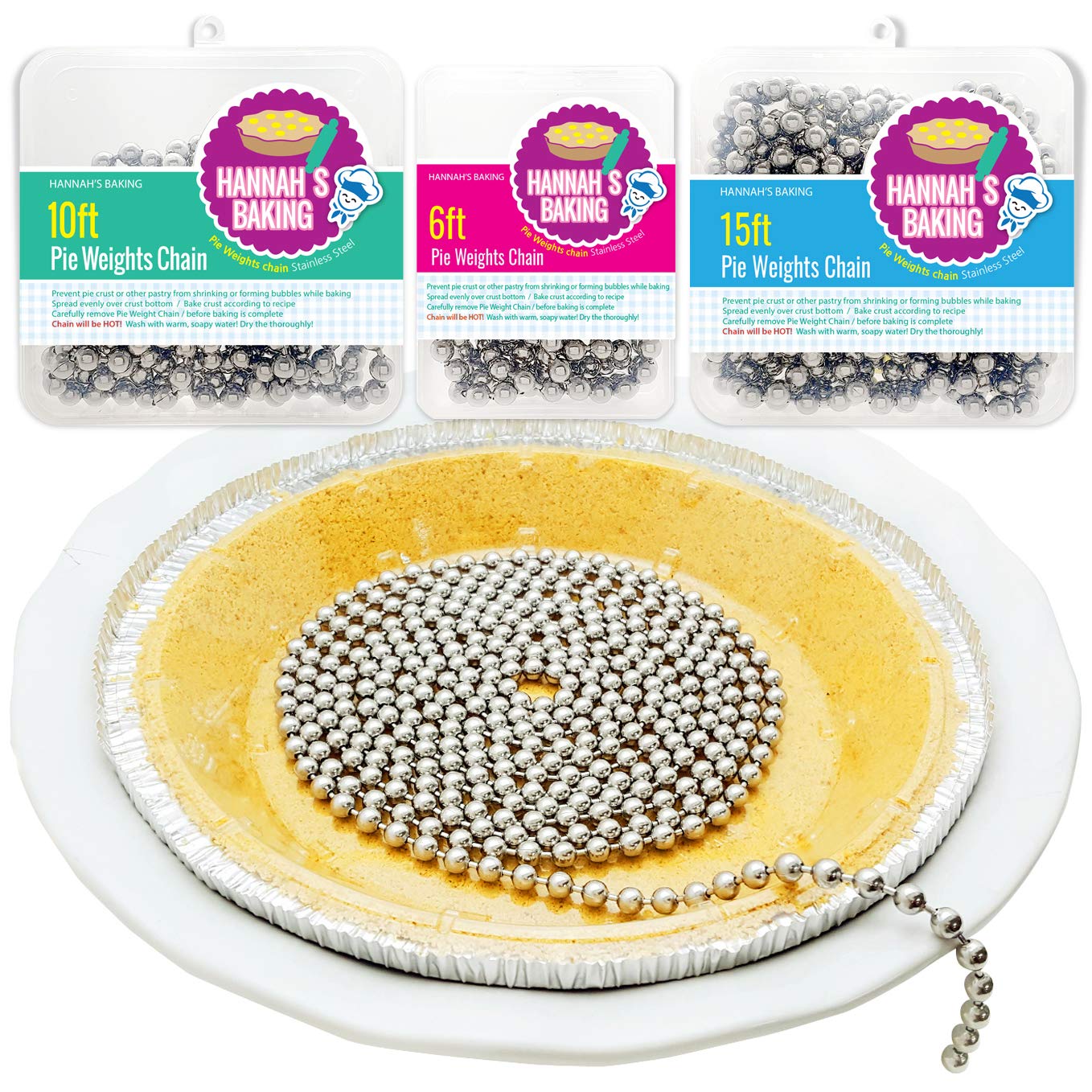 Baking Pie Crust Weights Chain- pie crust, pie chain Stainless Steel Long_10feet