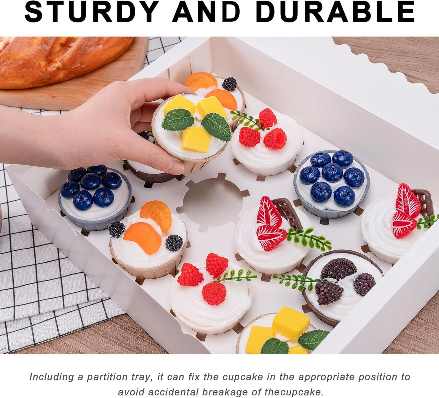 12 Count Cupcake Boxes, 4PCS Cupcake Container with Window, Food Grade Cupcake Holder for Birthday Holiday Party, Bakery Supplies for Cupcakes, Desserts, and More