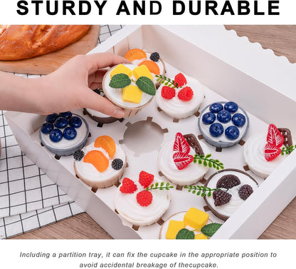 12 Count Cupcake Boxes, 4PCS Cupcake Container with Window, Food Grade Cupcake Holder for Birthday Holiday Party, Bakery Supplies for Cupcakes, Desserts, and More