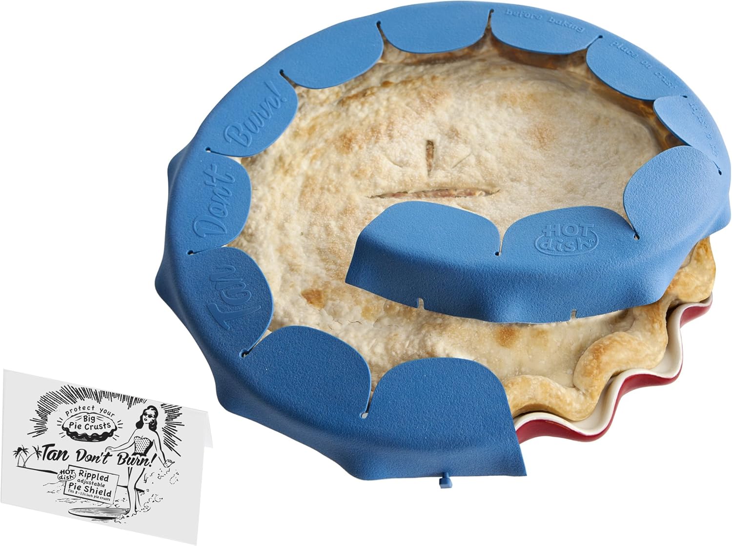 Talisman Designs Adjustable Pie Shield | 8 to 11.5 Inch Rimmed Dishes | Pie Crust Protector | Royal Blue Pie Shield | Set of 1