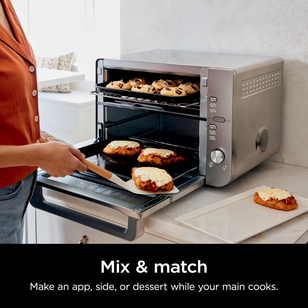 Ninja Double Stack XL Countertop Oven & Air Fryer, 12-in-1, Flexdoor, FlavorSeal, SMART FINISH with DualZone Technology, Countertop Oven, Air Fryer, Bake, Broil, Reheat, Pizza, Stainless Steel, DCT601