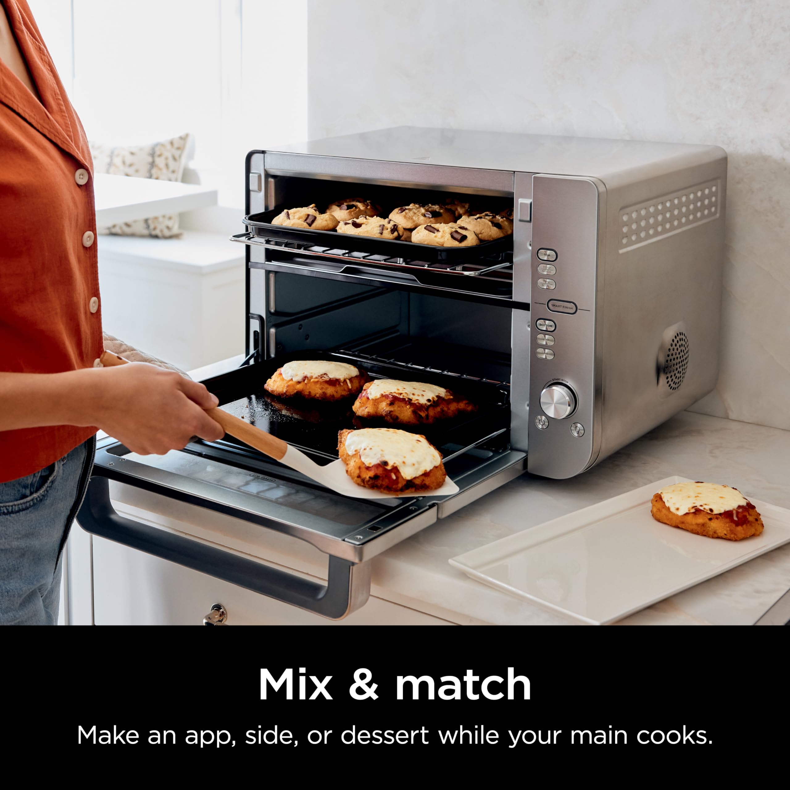 Ninja Double Stack XL Countertop Oven & Air Fryer, 12-in-1, Flexdoor, FlavorSeal, SMART FINISH with DualZone Technology, Countertop Oven, Air Fryer, Bake, Broil, Reheat, Pizza, Stainless Steel, DCT601
