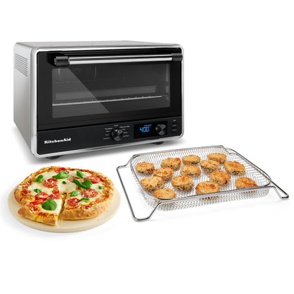 KitchenAid Digital Countertop Oven with Air Fry & Pizza Stone, KCO128CU, Contour Silver