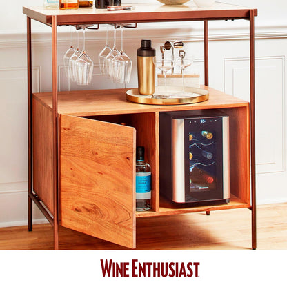 Wine Enthusiast 6-Bottle Countertop Wine Cooler - Mini lodówka kuchenna z 3 półkami, regulowaną kontrolą temperatury i energooszczędną chłodziarką do napojów