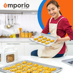 Baking Pan Set - 9" x 13" Aluminum Baking Pan with Stainless Steel Cooling Rack Set, PFOA, PFOS, PTFE Free, Recipe Booklet Included, Oven Safe Tray, Resist Heat Up To 500° F, Set of 2