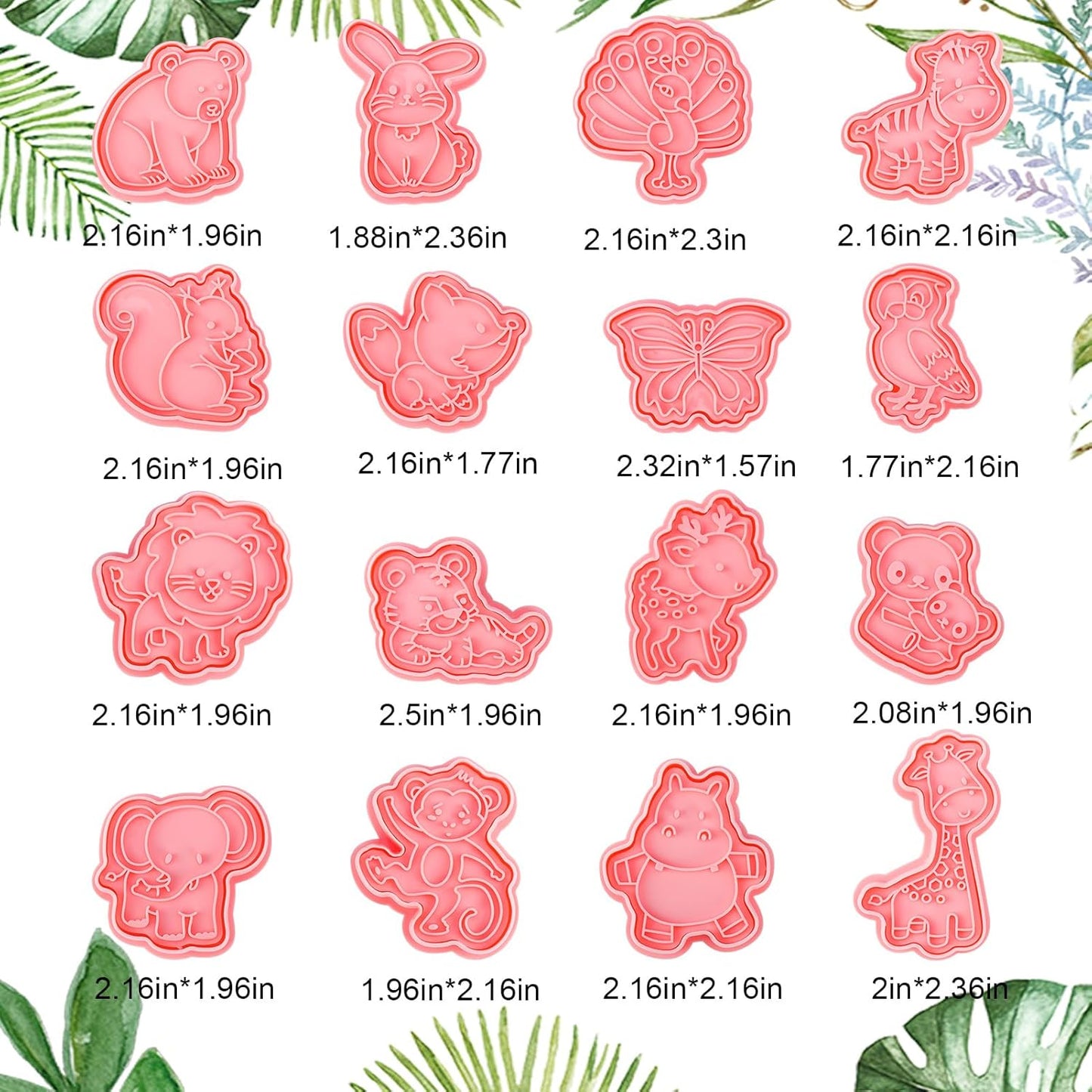 Jspupifip 16 Pack Animal Cookie Cutters Set,3D Cookie Plunger Stamps Jungle Safari Animal Zoo Circus DIY Press Molds Baby Shower Cracker Cutters Birthday Party Baking Supplies Clay Biscuit Molds