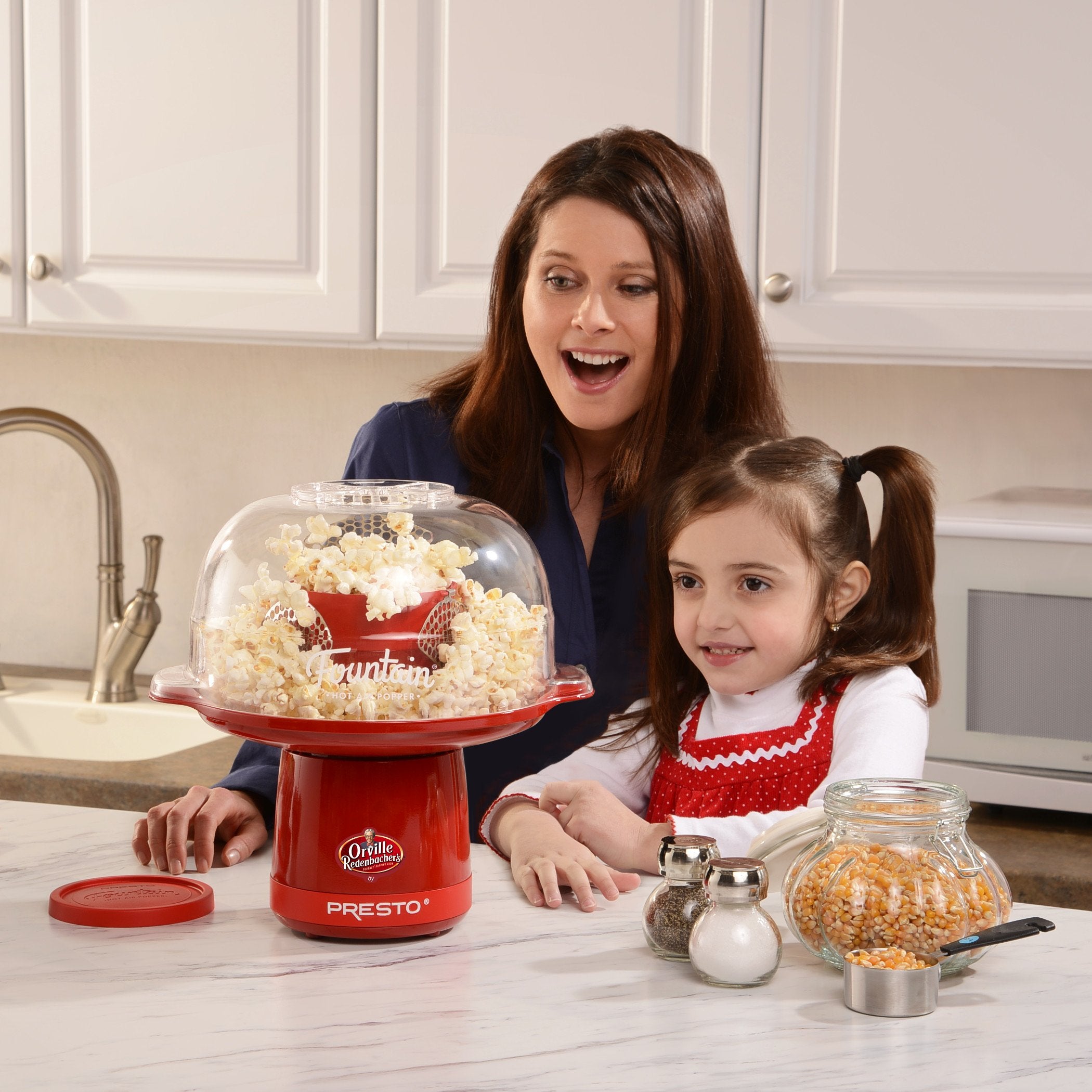 Presto Orville Redenbacher's Fountain Hot Air Popper Popcorn, 20 kubków, czerwony