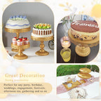 Set of 9 Cake Stands Metal Cupcake Stand Set Multiple Styles Candy Fruit Display Tower Dessert Plate Cake Serving Tray for Birthday Party Wedding Anniversary Baby Shower Engagement (Gold)