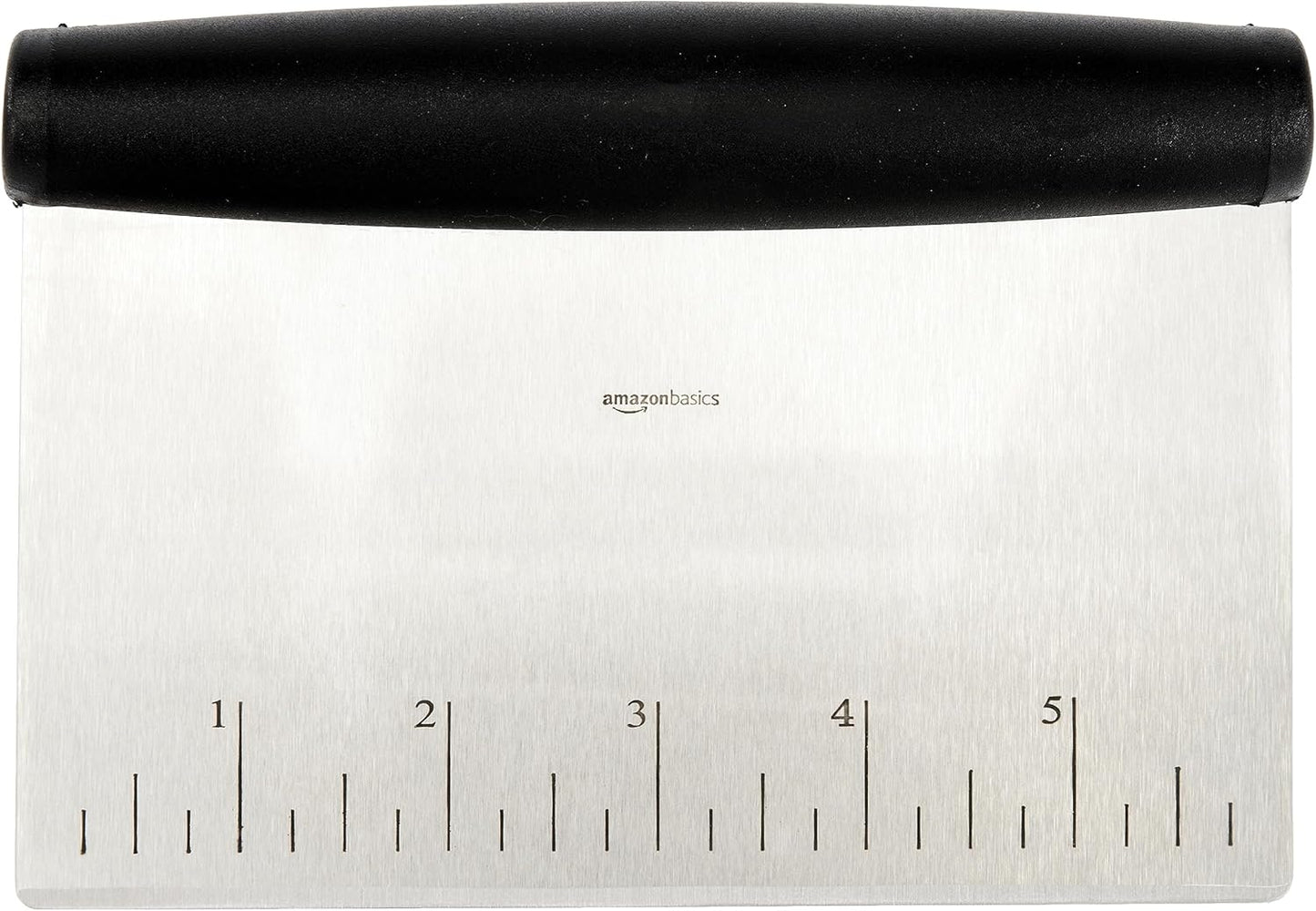 Amazon Basics Multi-Purpose Stainless Steel Scraper/Chopper with Contoured Grip, 6", Black, Silver