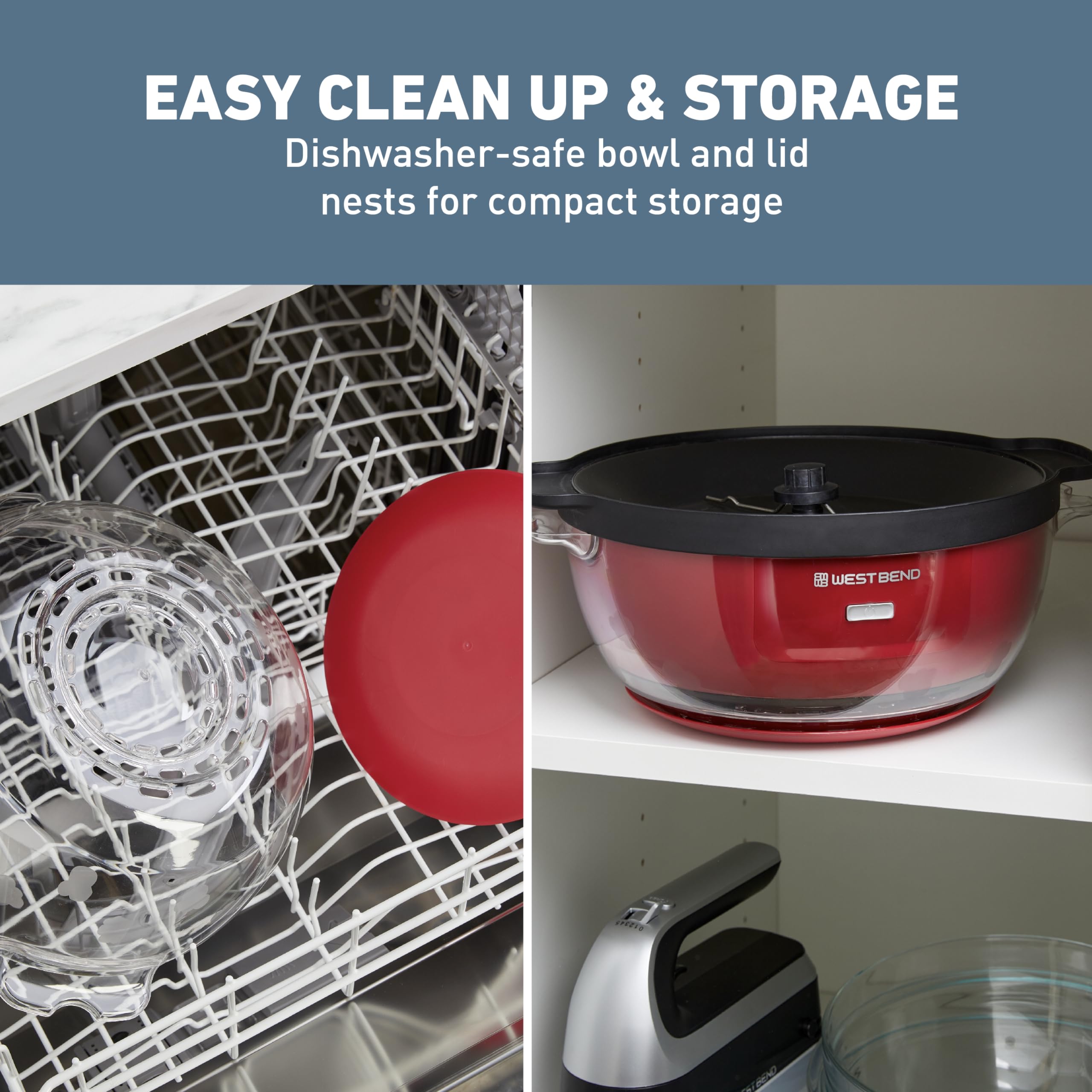 West Bend Stir Crazy Hot Oil Popcorn Popper, Popcorn Maker Machine with Large Serving Bowl Lid and Stirring Rod, 6 Qt, Red