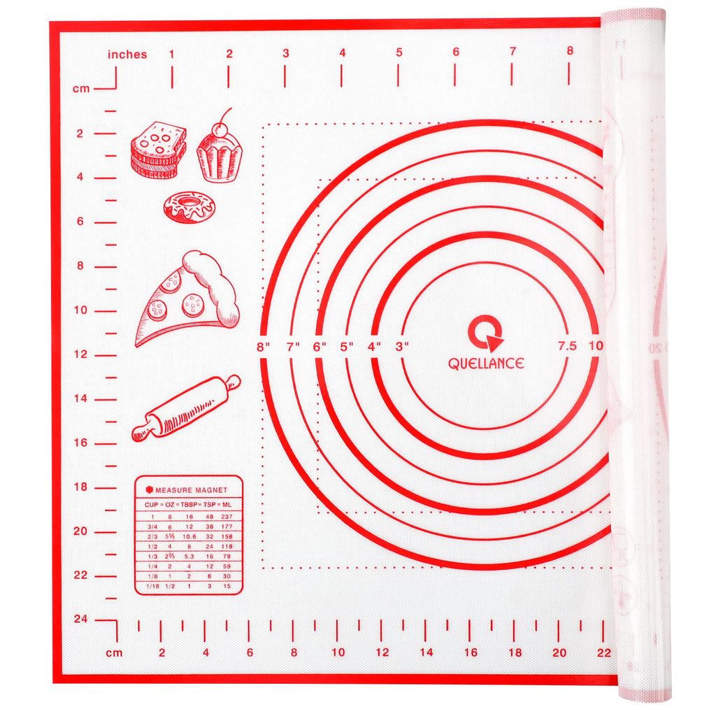 Silicone Pastry Baking Mat Dough - 16x24Inch Large Non Stick Slip Cookie Bread Rolling Mats Sheet, Kitchen Counter Kneading Cooking Board Pad Matt with Measurement for Pie Pizza Cookies Fondant Making