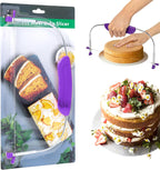 Adjustable Cake Leveler Cutter, Baking Supplies Tool for Kitchen, Professional Large Size Cake Cutter Slicer for Leveling, Single Stainless Steel Wire and Plastic Handle (Purple, 1pc)