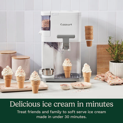 Cuisinart Soft Serve Ice Cream Machine- Mix It In Ice Cream Maker for Frozen Yogurt, Sorbet, Gelato, Drinks 1.5 Quart, White, ICE-48