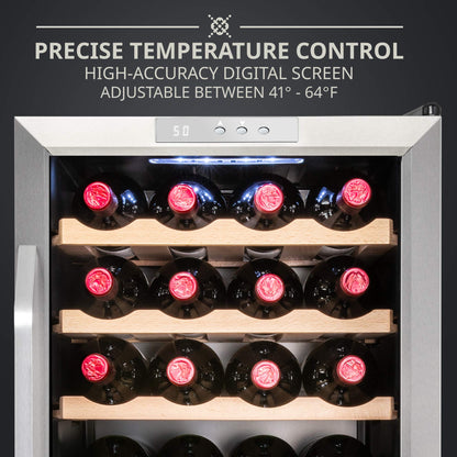 Ivation 24 Bottle Compressor Wine Cooler Refrigerator w/Lock | Large Freestanding Wine Cellar For Red, White, Champagne or Sparkling Wine | 41f-64f Digital Temperature Control Fridge Stainless Steel