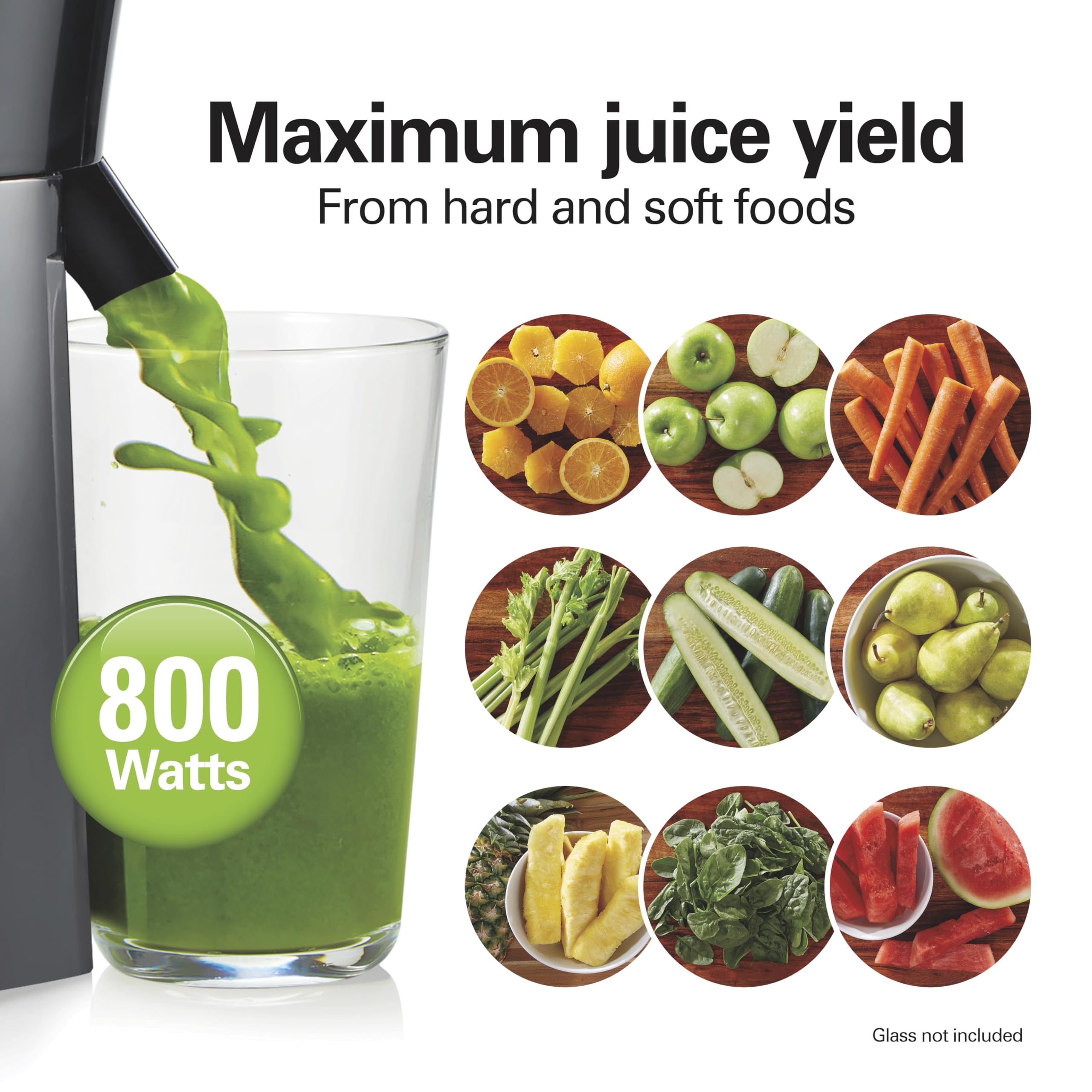 Hamilton Beach Juicer Machine, Big Mouth Large 3” Feed Chute for Whole Fruits and Vegetables, Easy to Clean, Centrifugal Extractor, BPA Free, 800W Motor, Black