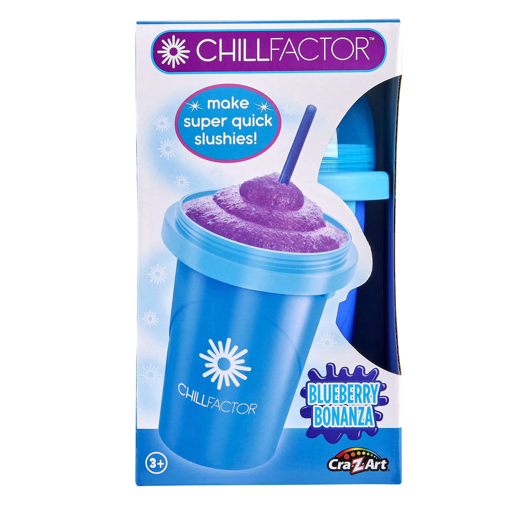 Cra-Z-Art ChillFactor Original Slushie Maker Cup, DIY Magic Slushy Maker Squeeze Cup, Super Quick Smoothie Squeeze Cup for Milkshakes, Juices, Double Layer Cup with Lid & Spoon, Blue