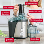 Fullstar Juicer Machines Vegetable and Fruit Juicer - 2-Speed Small Juicer, Juice Extractor Machine, Juice Maker Machine, Juice Maker, Fruit Juicer Machine, BPA Free Compact Juicer (Black)